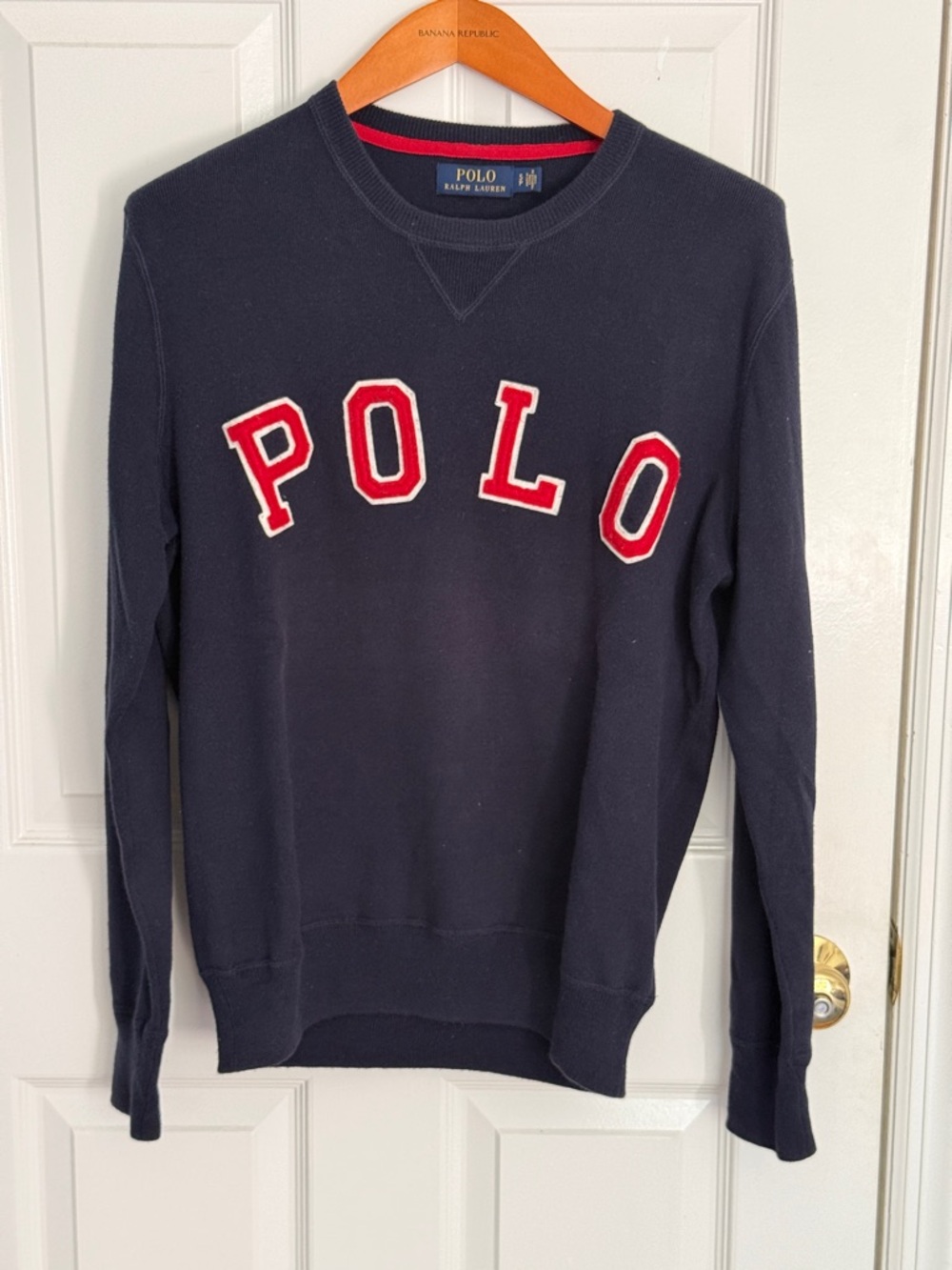 Polo by Ralph Lauren Navy Crewneck Sweatshirt with Red Lettering